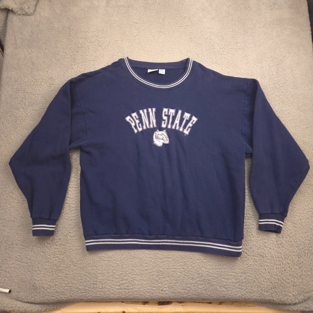 Zubaz Penn State Crewneck Sweatshirt Mens XL Navy Embroidered Pullover Cotton‎